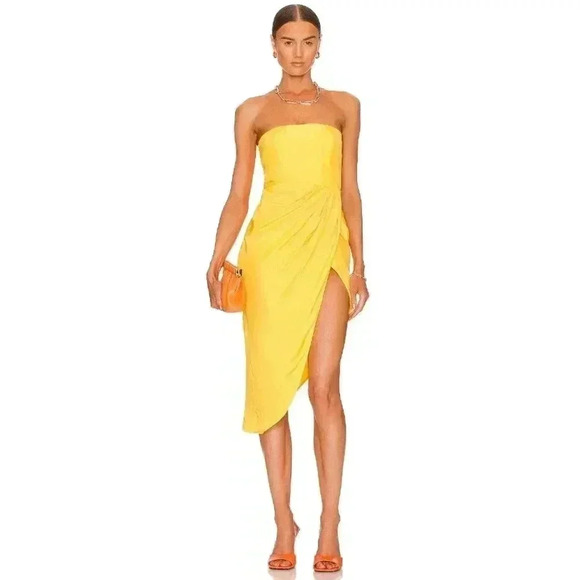 GAUGE81 Lica Short Silk Strapless Dress Lemon Small NEW NWT! - Picture 1 of 5